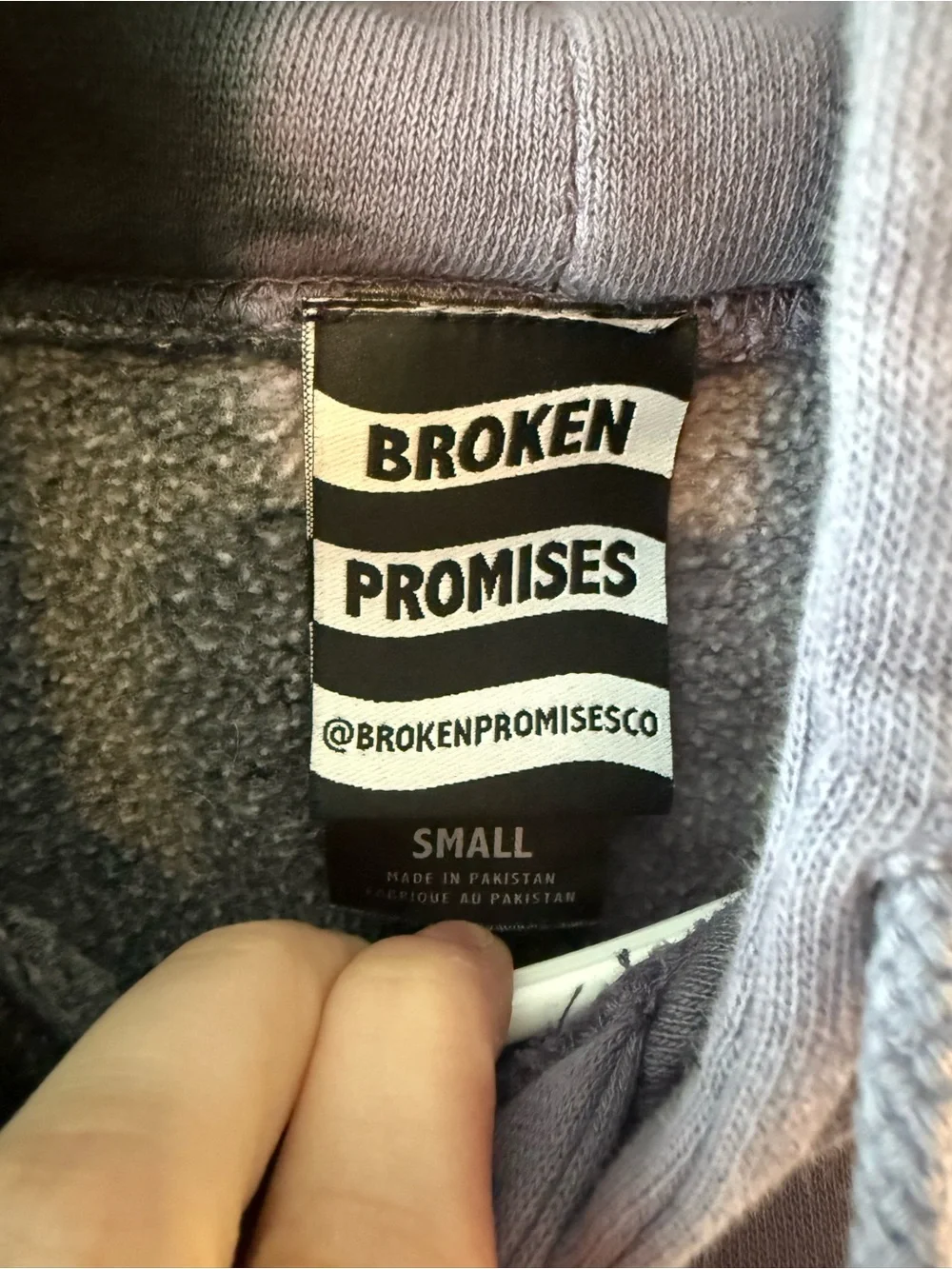 Broken Promises Two-Tone Black and Lavender Hoodie - Rose Graphic Size Small